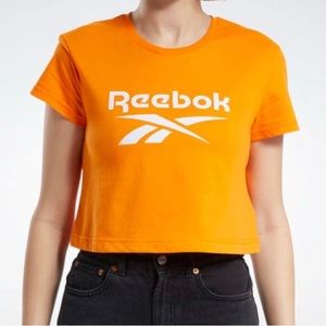 Reebok Large Logo Crew Neck Cropped T-Shirt